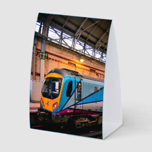 Blue and yellow train