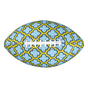Blue and Yellow Trellis, Lattice, Quatrefoil Football