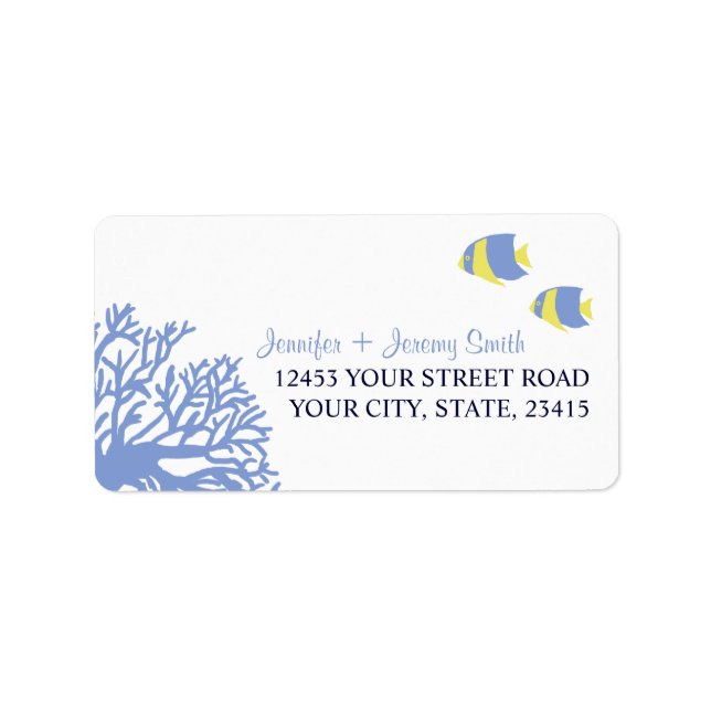 Blue and Yellow Tropcial Beach Address Label (Front)