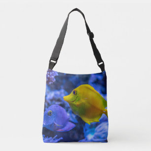 Blue And Yellow Two Beautiful Fishes Crossbody Bag