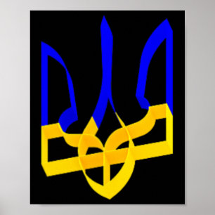 Blue And Yellow Ukraine Coat Of Arms Gerfalcon Tri Poster