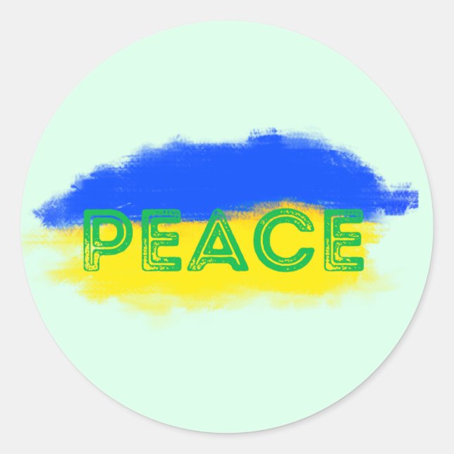 Blue and Yellow Ukraine Inspirations Peace No War Classic Round Sticker (Front)