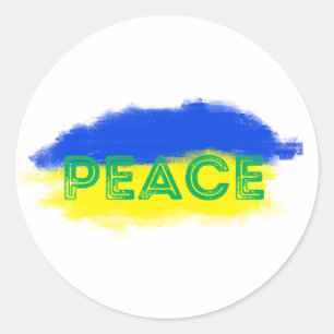 Blue and Yellow Ukraine Inspirations Peace No War Classic Round Sticker