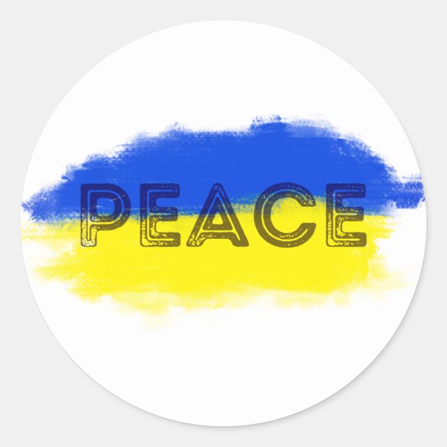 Blue and Yellow Ukraine Inspirations Peace No War Classic Round Sticker (Front)