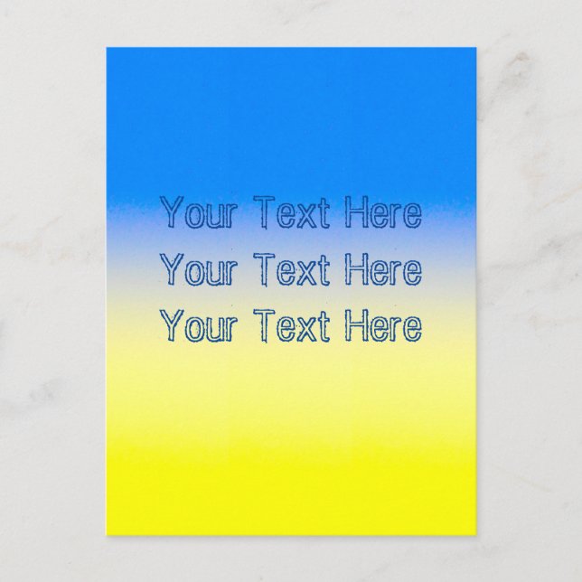 Blue and Yellow Ukraine Inspired custom text Postcard (Front)