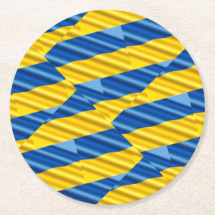 Blue and Yellow Ukraine Inspired peace anti war Round Paper Coaster