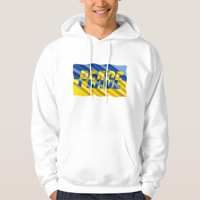 Blue and Yellow Ukraine Inspired Peace No War Hoodie (Front)