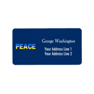 Blue and Yellow Ukraine Inspired Peace No War Label