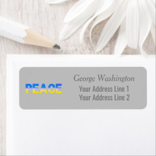 Blue and Yellow Ukraine Inspired Peace No War Return Address Label