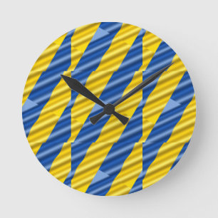 Blue and Yellow Ukraine Inspired Peace No War Round Clock
