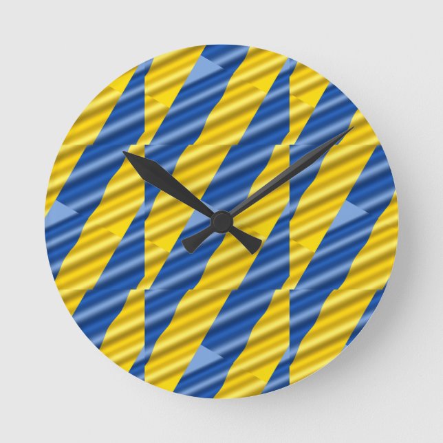 Blue and Yellow Ukraine Inspired Peace No War Round Clock (Front)
