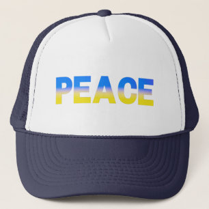 Blue and Yellow Ukraine Inspired Peace No War Trucker Hat