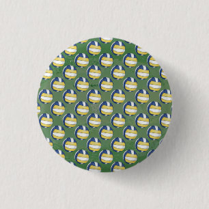 Blue and Yellow Volleyball Patterns 3 Cm Round Badge