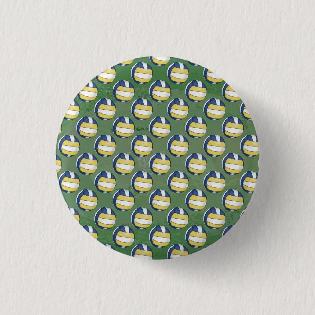Blue and Yellow Volleyball Patterns 3 Cm Round Badge (Front)