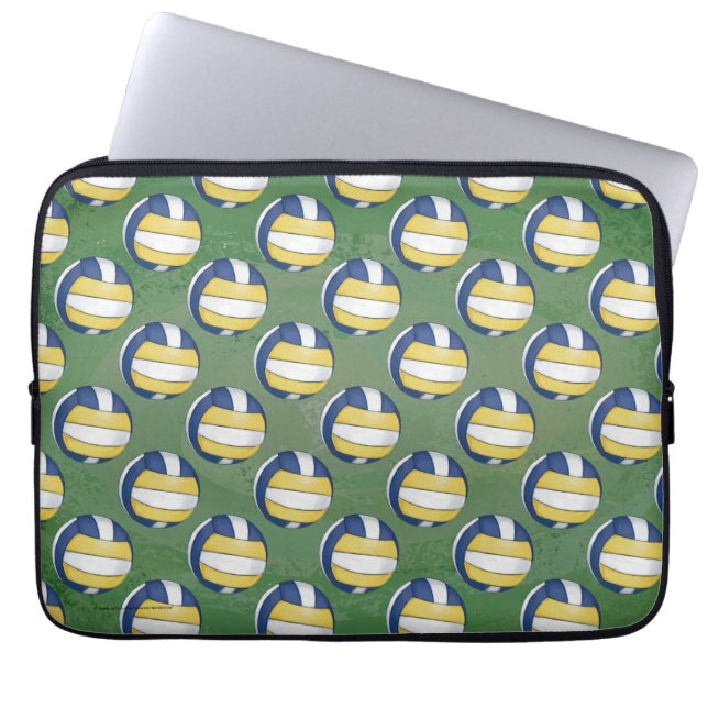 Blue and Yellow Volleyball Patterns Laptop Sleeve (Front)