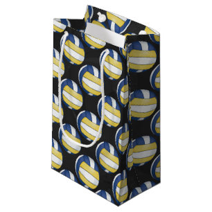 Blue and Yellow Volleyball Patterns Small Gift Bag