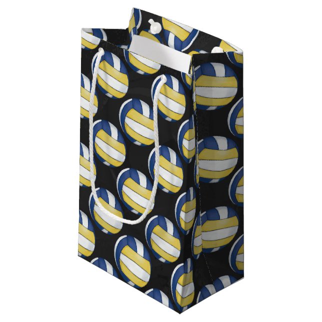 Blue and Yellow Volleyball Patterns Small Gift Bag (Front Angled)