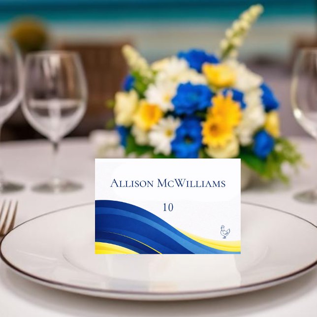 Blue and Yellow Wedding Place Cards Chicken Icon (Blue and Yellow Wedding Place Cards Chicken Icon)