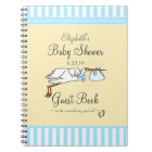 Blue and Yellow with Stork Baby Shower Guest Book