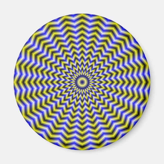 Blue and Yellow Zigzag Ripples Magnet (Front)