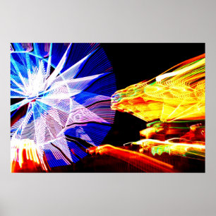 BLue and Yellow Zoomed Fair Rides Poster