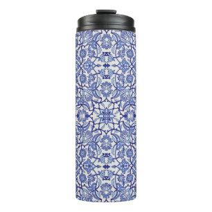 blue Andalusian Moroccan flowers mosaic Thermal Tumbler