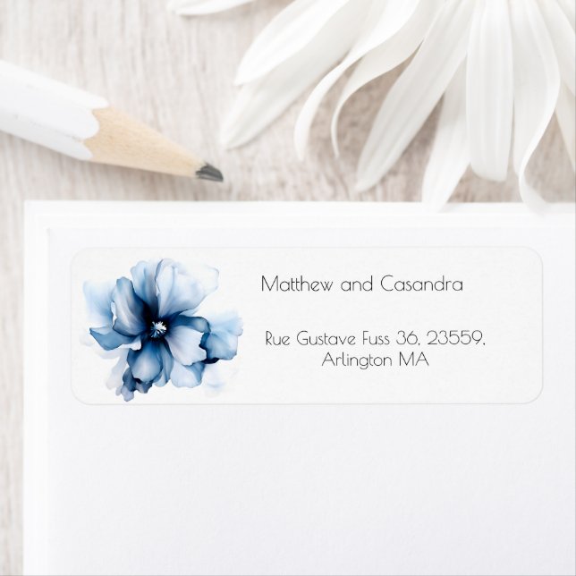 Blue Anemone Elegant Return Address Wedding Design Label (Insitu)