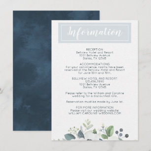 Blue Anemone Floral Wedding Information Details Invitation