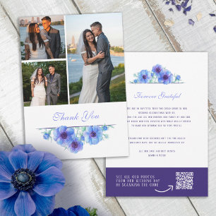 Blue anemone floral wedding thank you QR photo