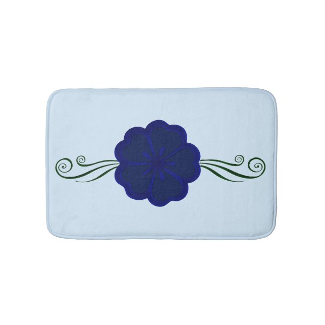 Blue Anemone Flower Bath Mat (Front)
