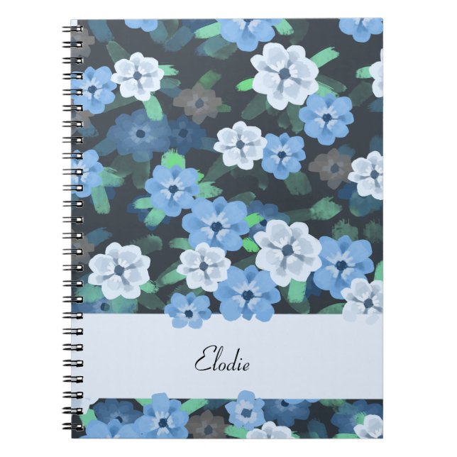 Blue Anemone Flower Notebook – Floral Digital Art (Front)