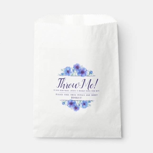 Blue anemone flowers art wedding toss me petals favour bag (Front)