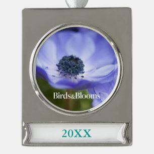 Blue Anemone Silver Plated Banner Ornament