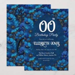 Blue Anemones Fifty Birthday Gift For Sister Invitation