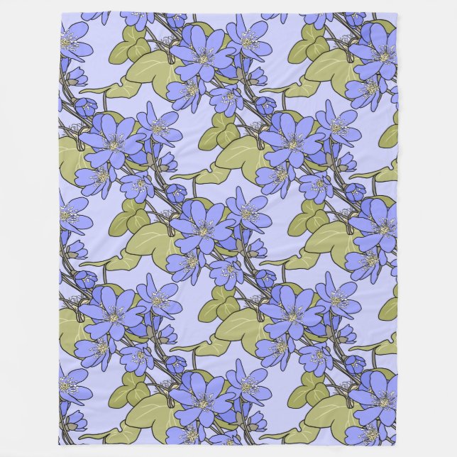 Blue Anemones Fleece Blanket (Front)