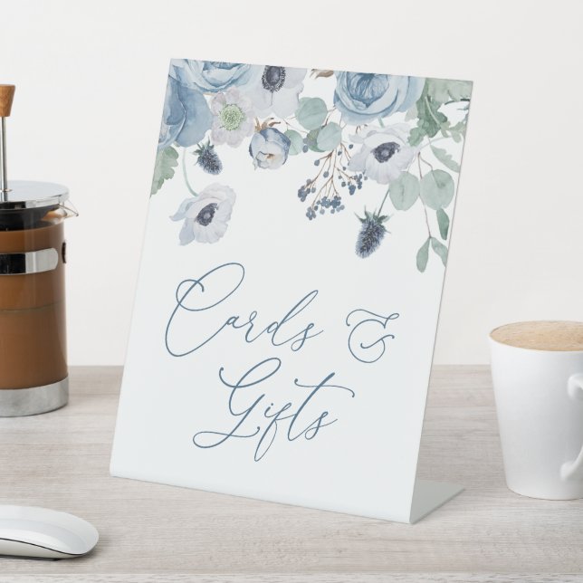 Blue Anemones Flowers Shower Cards & Gifts Sign (In SItu)