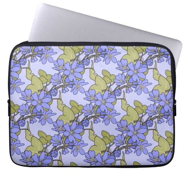 Blue Anemones Laptop Sleeve (Front)
