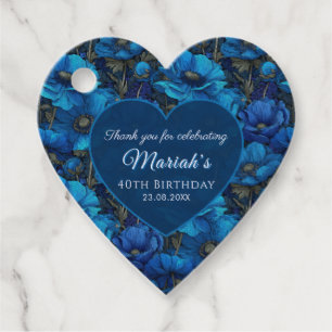 Blue Anemones Petal 30Th Birthday Personalised Favour Tags