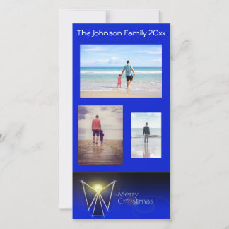 Blue Angel Merry Christmas 3 Photo Holiday Card