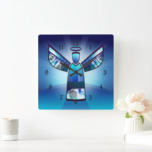 Blue Angel Square Wall Clock