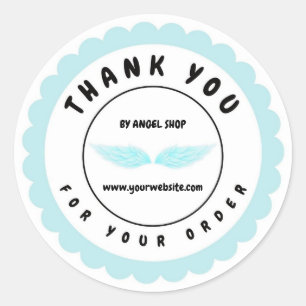 Blue Angel Wings Circle Customise Classic Round Sticker