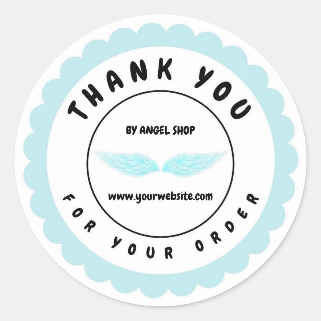 Blue Angel Wings Circle Customise Classic Round Sticker (Front)