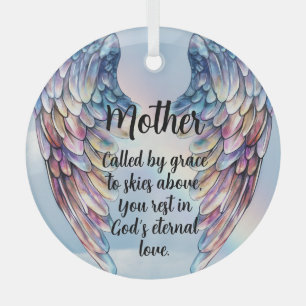 Blue Angel Wings Memorial Design Glass Tree Decoration
