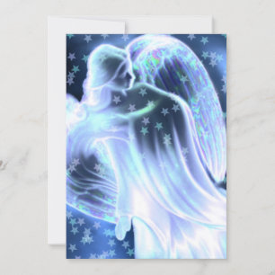 Blue Angel With Stars Invitation