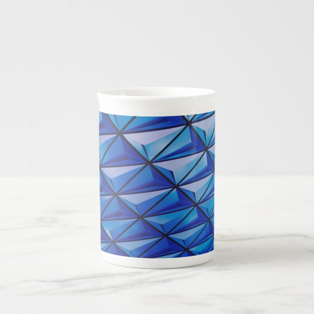 blue angle grid bone china mug (Front)