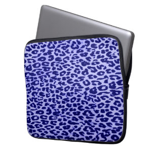Blue animal print fur of leopard laptop sleeve
