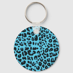 Blue animal print key ring