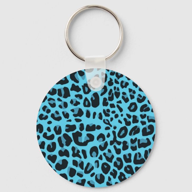 Blue animal print key ring (Front)