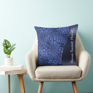 Blue Animal Skin Pattern Glam Glitter Personalised Cushion