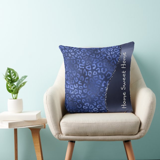 Blue Animal Skin Pattern Glam Glitter Personalised Cushion (Chair)